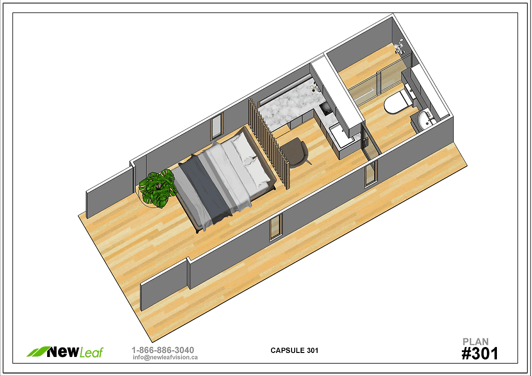 301 – Box 01, 1 Bed 1 Bath, 1 x 20 ft, 15 m² (Container Home) - Image 2