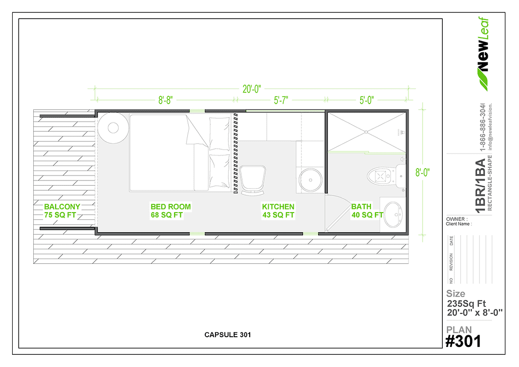 301 – Box 01, 1 Bed 1 Bath, 1 x 20 ft, 15 m² (Container Home) - Image 12