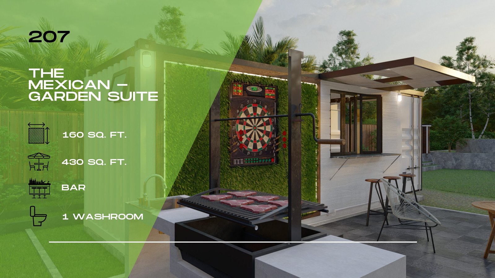 207 - The Mexican, 20 ft, 160 sq ft (Garden Suite)