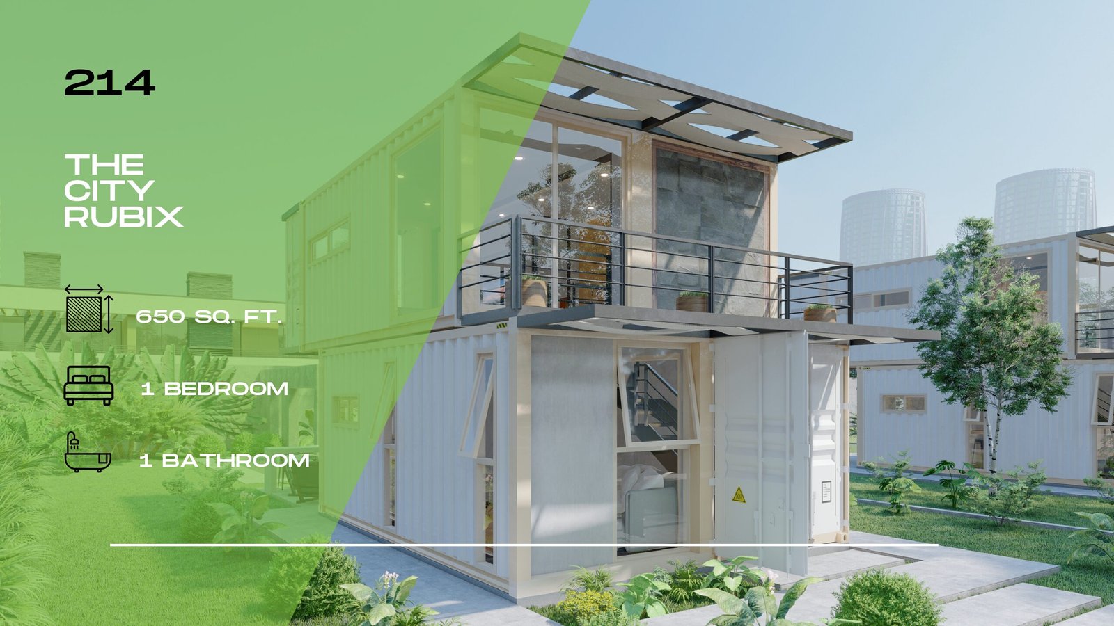 214 – The City Rubix | 1 Bed · 1 Bath · 4 × 20 ft · 70 m² (Secondary Suite)