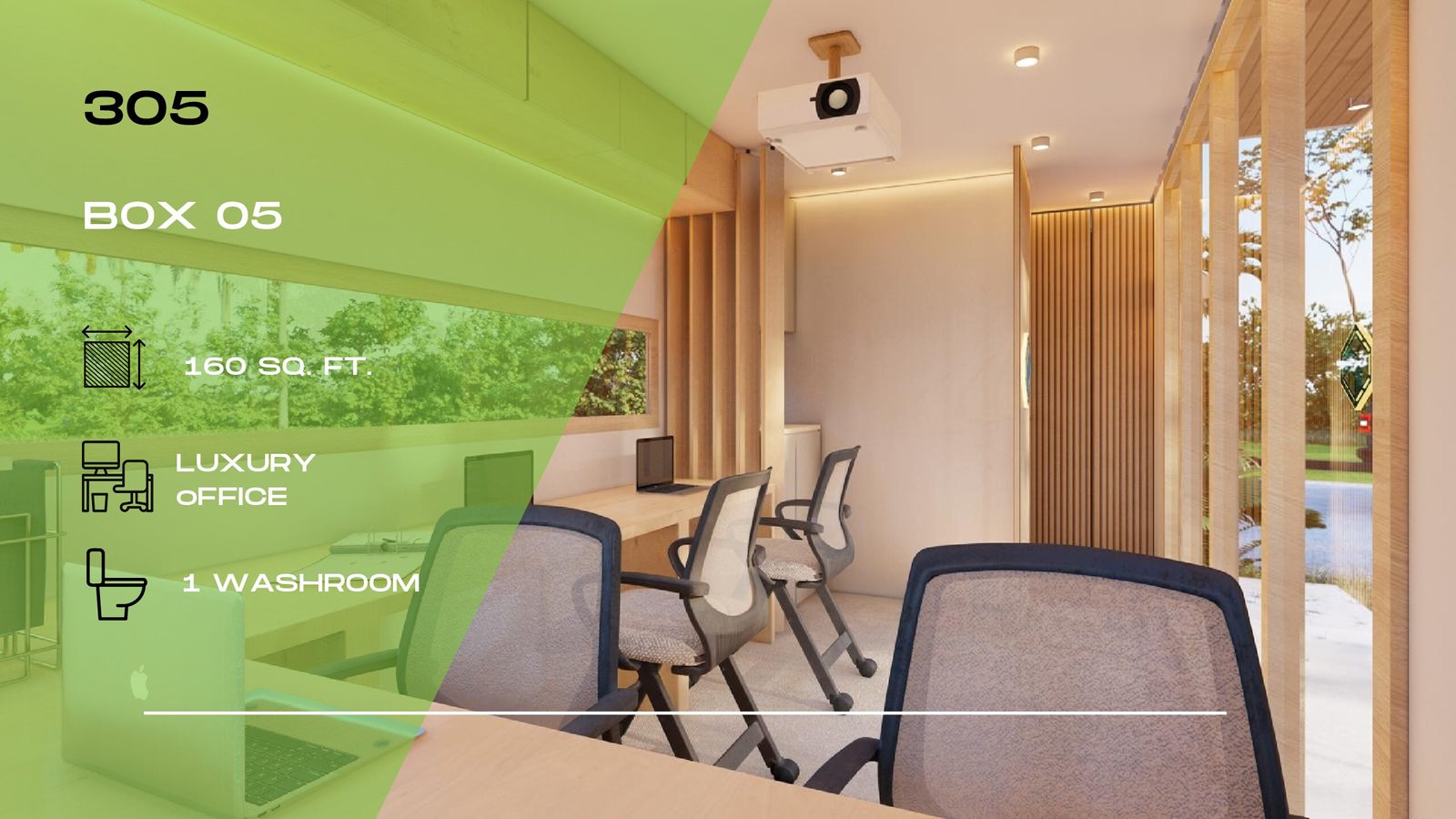 305 – Box 05, Luxury Office with Bathroom, 1 x 20 ft (Container Office)