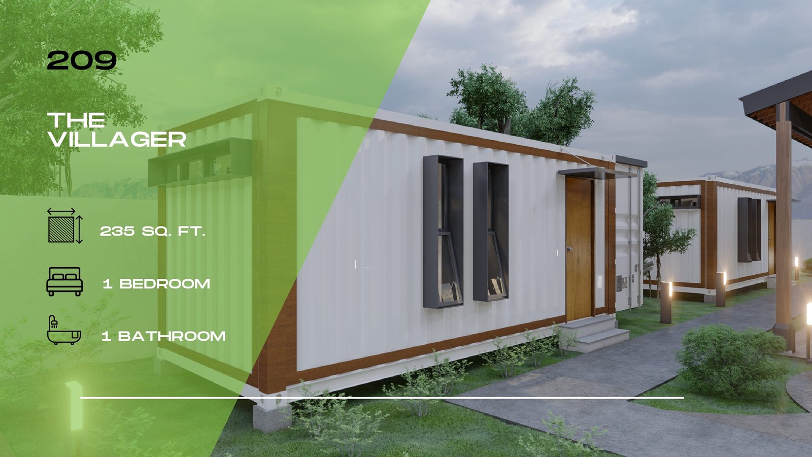 209 – The Villager, 1 Bed 1 Bath, 20 ft, 15 m² (Container Home)